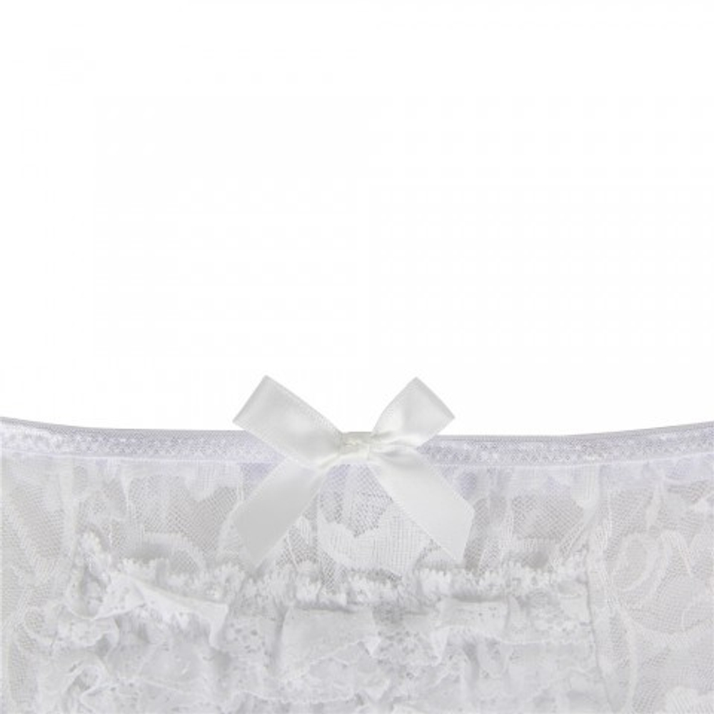 Трусики кружевные с доступом, белые, XL-2XL