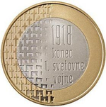 3 евро. 100 лет окончания Первой мировой войны. Словения. 2018 год