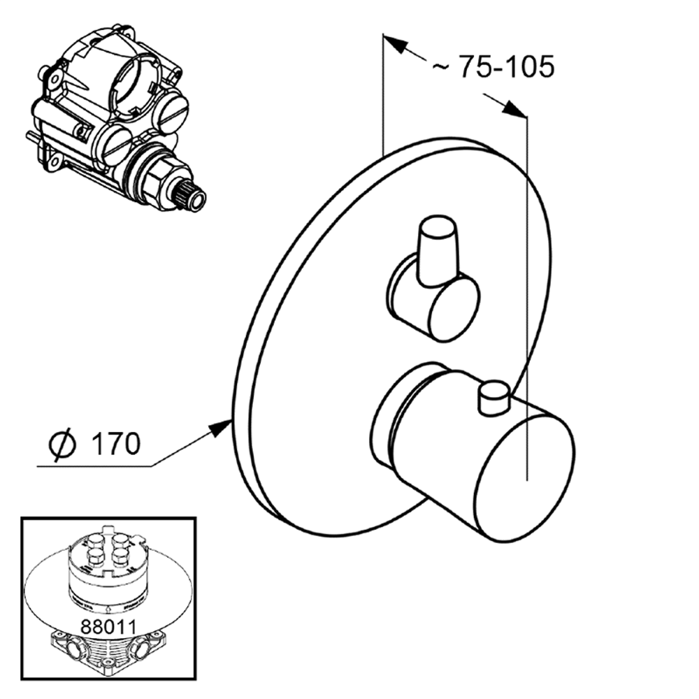 Термостат с запорным вентилем Kludi Balance (внешняя часть), белый 52 835 91 75