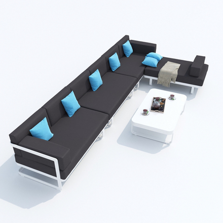 Лаунж зона угловая Ideal Patio ТЕСОРА антрацит - белый каркас