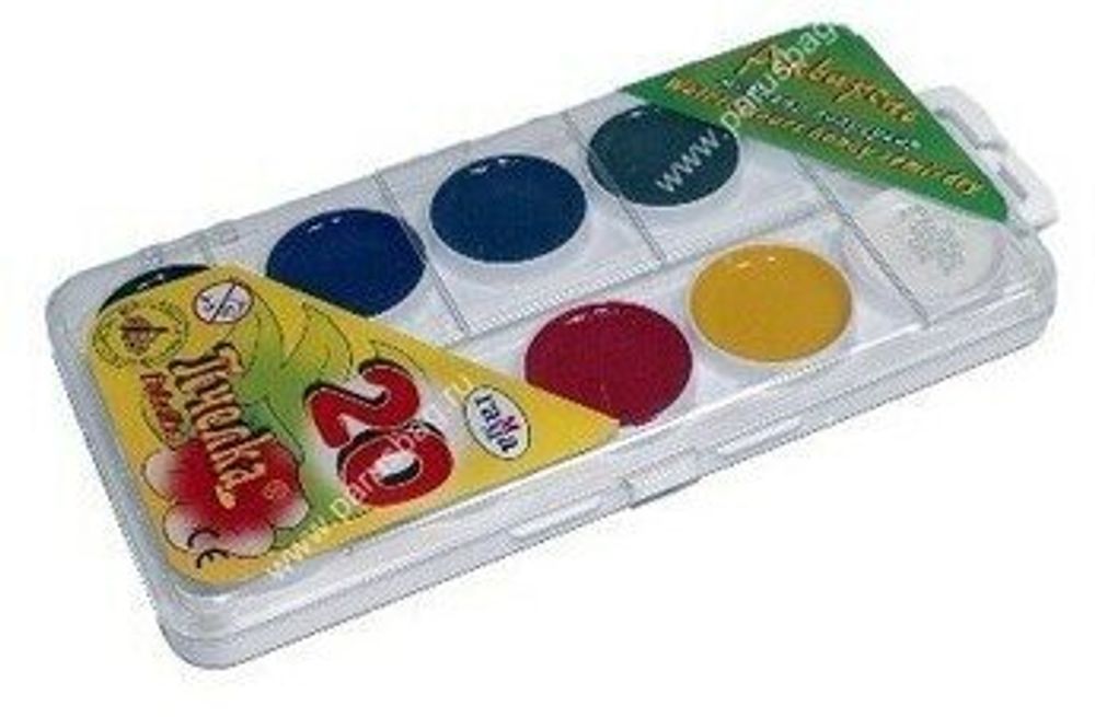 Краски акварельные ГАММА "Пчелка", 20 цветов, медовые, без кисти, пластиковая коробка, европодвес, 212033