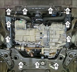 Защита стальная 2 мм Д, КПП BAIC X55 MOTODOR.78504
