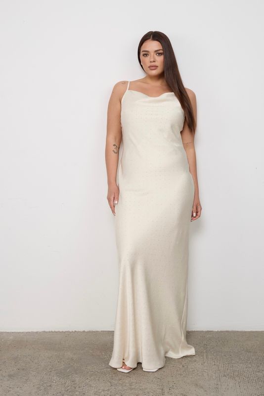 Платье-комбинация со стразами, качели, молочный