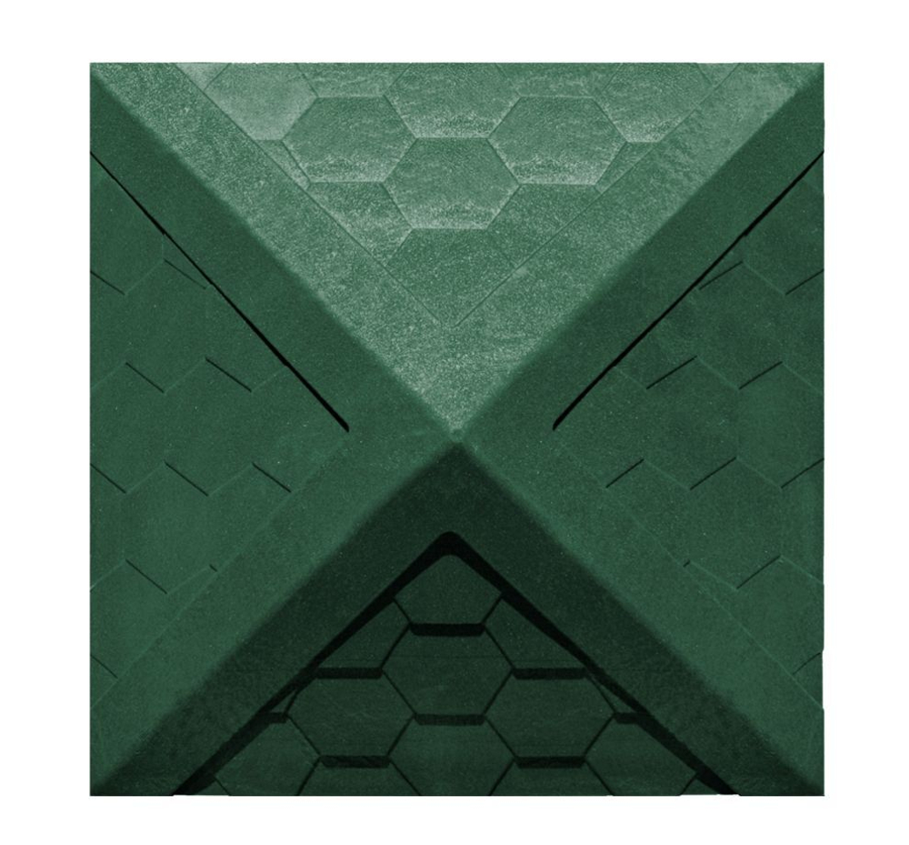 Полимерно-песчаный колпак на заборный столб, 2 × 2 кирпича, 535 × 535 × 43, «Гибкая черепица» (зеленый)
