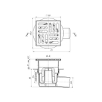 50 трап с гориз. спуском, рег решетка 120х120 нерж АНИ пласт TA5614