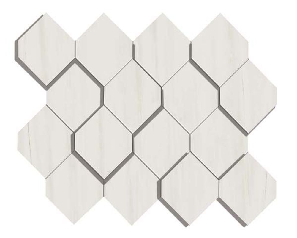 Мозаика Керамогранит Marvel Stone Bianco Dol. Mosaico Esagono 3D