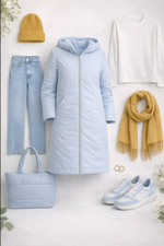 Полупальто женское  демисезонное "HN-1" голубой