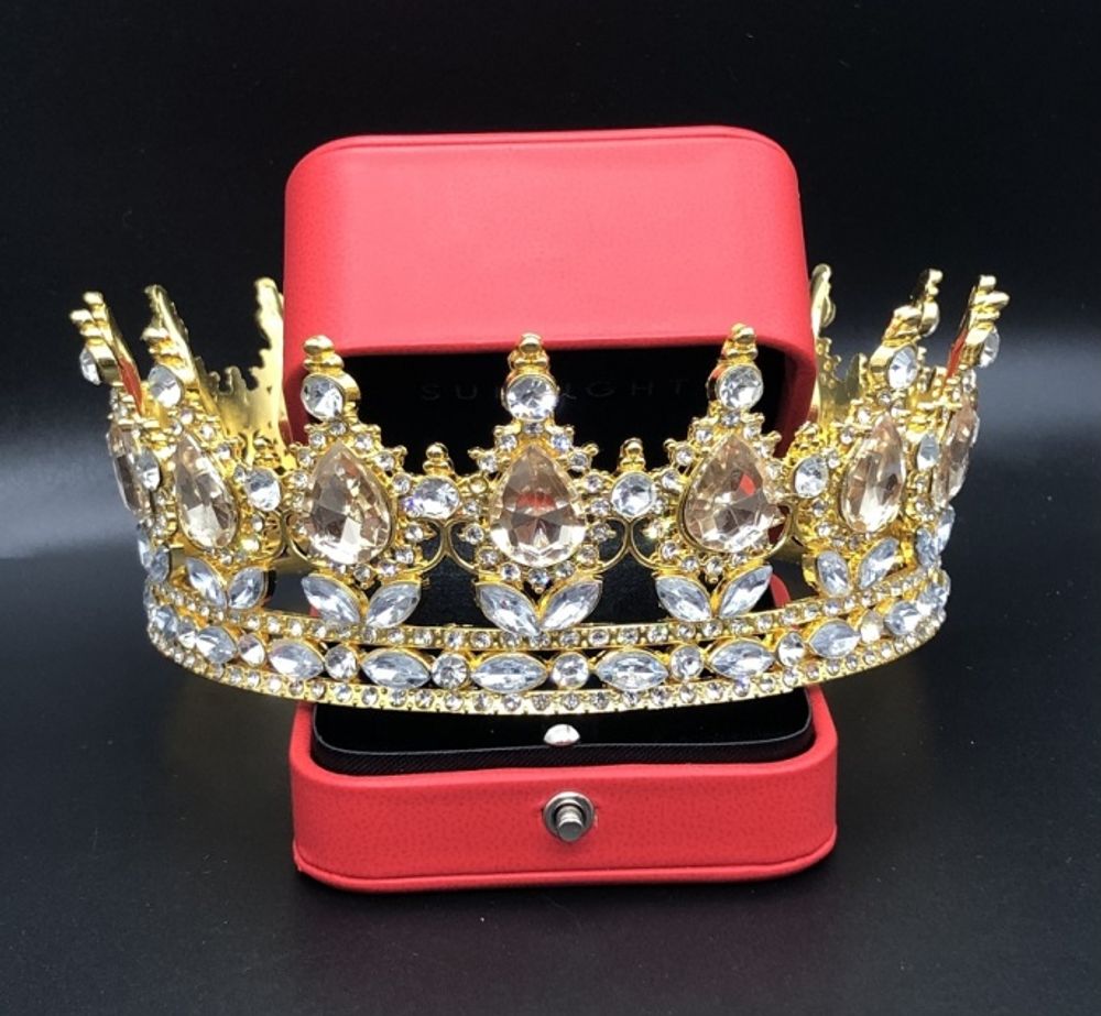 Корона 14*5,5см Золото/Стразы+Жёлт, металл