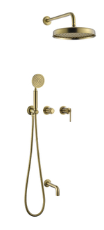 Смеситель встроенный + верхний + ручной душ + излив, ETERNA MATT GOLD