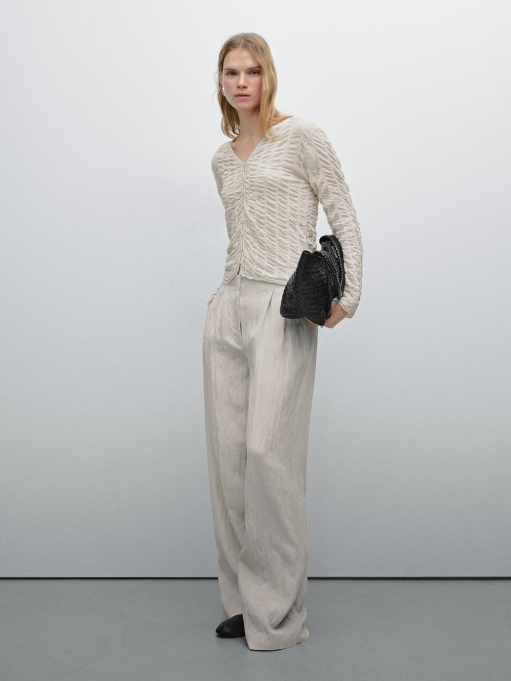 Massimo Dutti Облегающий кардиган, натуральный