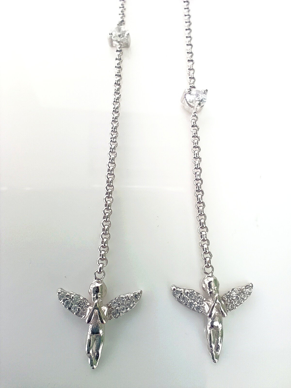 Серьги с подвесками Эстерелла, серебро 925*, родирование/Ф