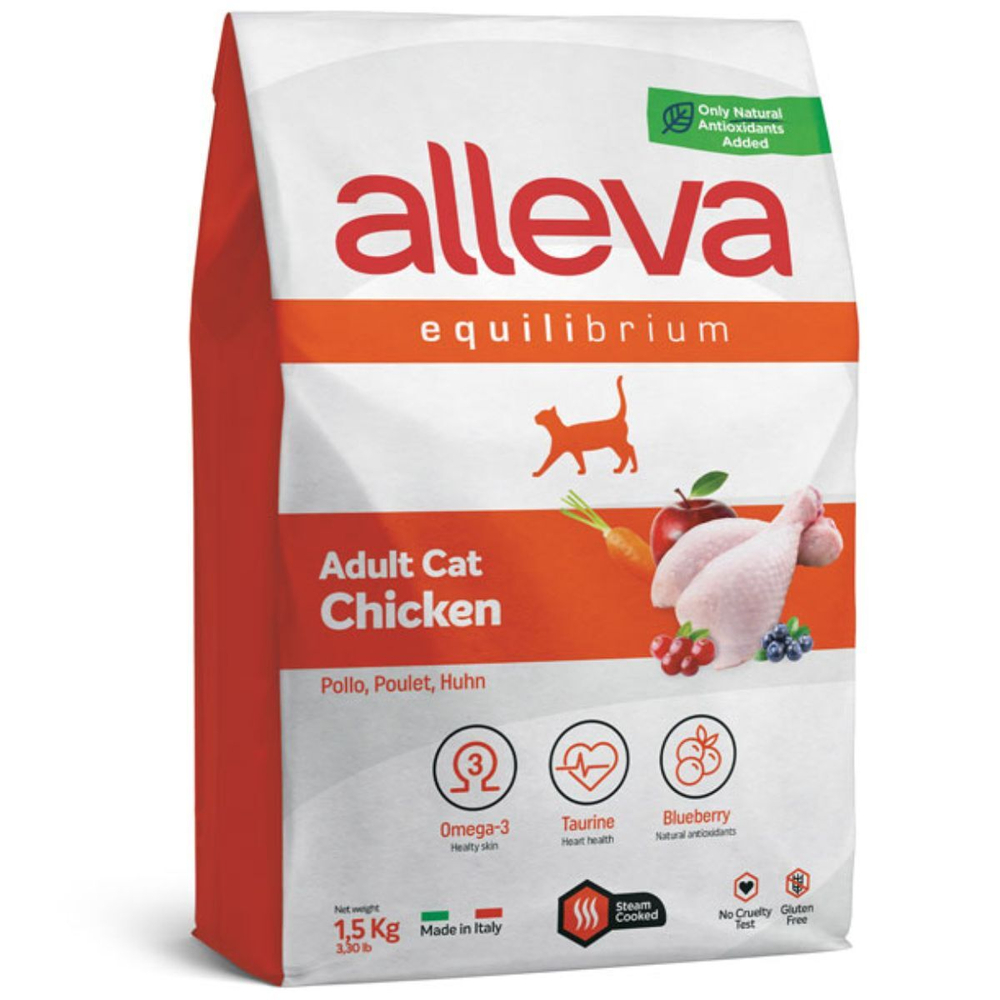 Сухой корм супер-премиум класса Аллева для взрослых кошек Alleva Equilibrium Chicken Adult Cat с курицей,10 кг
