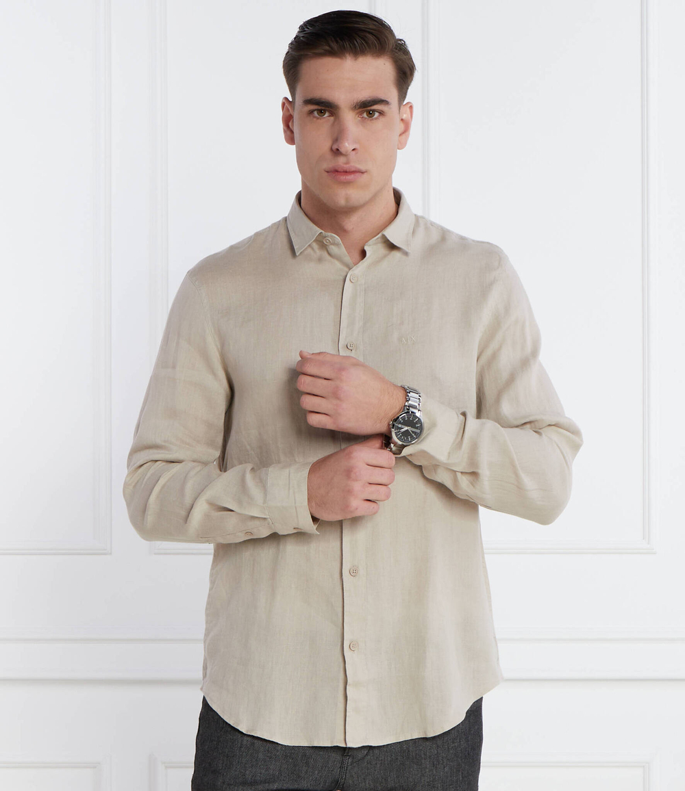 Lniana koszula Armani Exchange - бежевый(8NZC50 ZNCFZ)