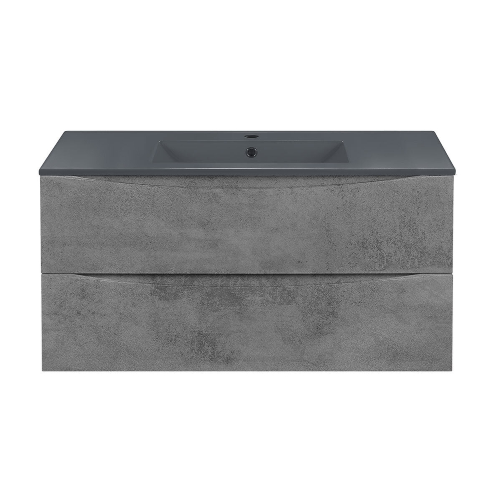 База под керамическую раковину Mia 1000 подвесная, 2 выкатных ящика soft close, Beton