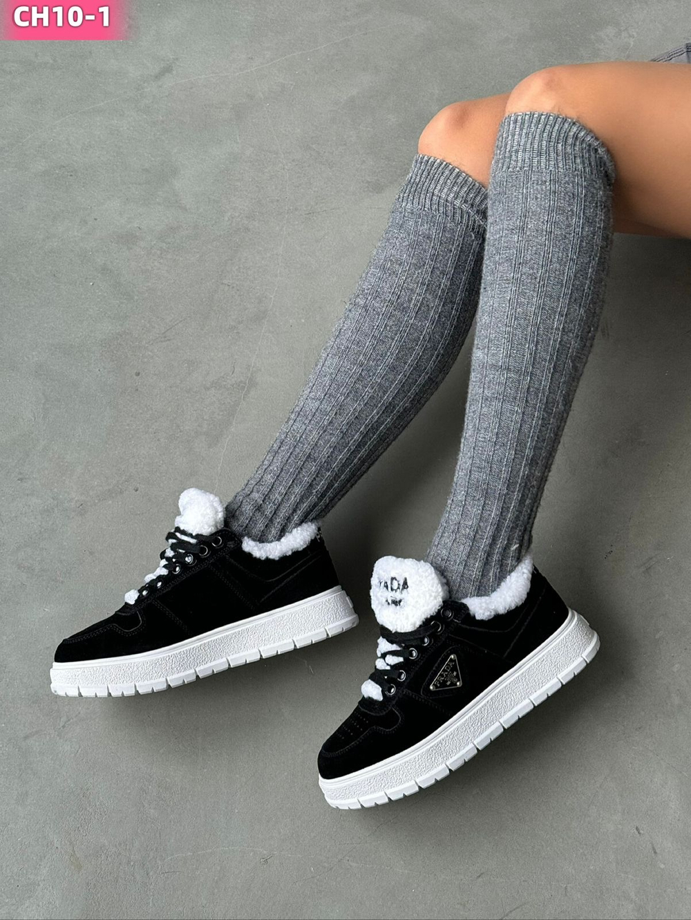 Кеды женские из натуральной замши с мехом