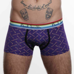 Мужские трусы боксеры фиолетовые с надписями Paul Smith