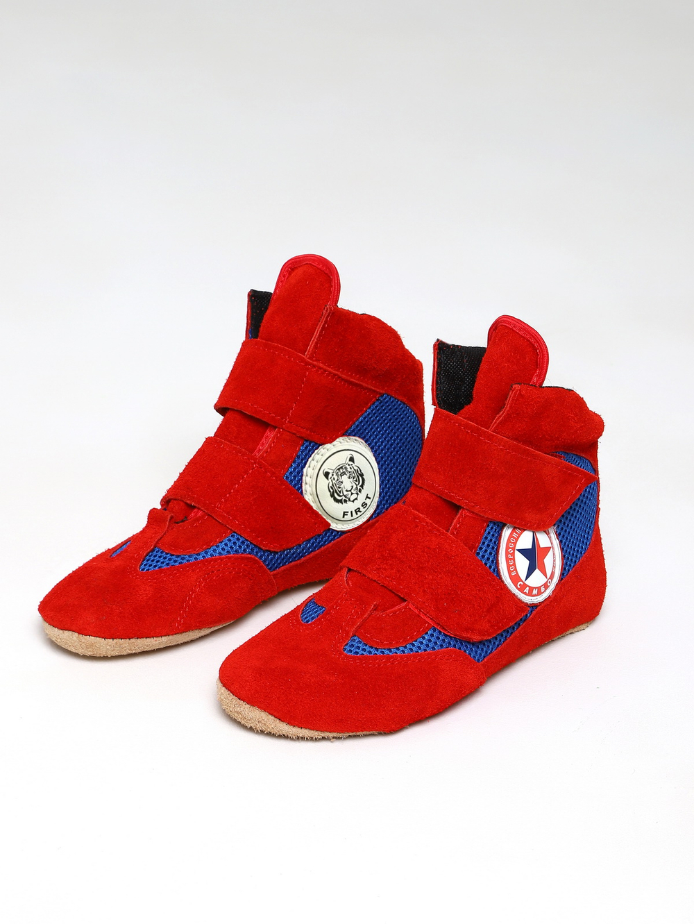 Борцовки для САМБО на липучках красные