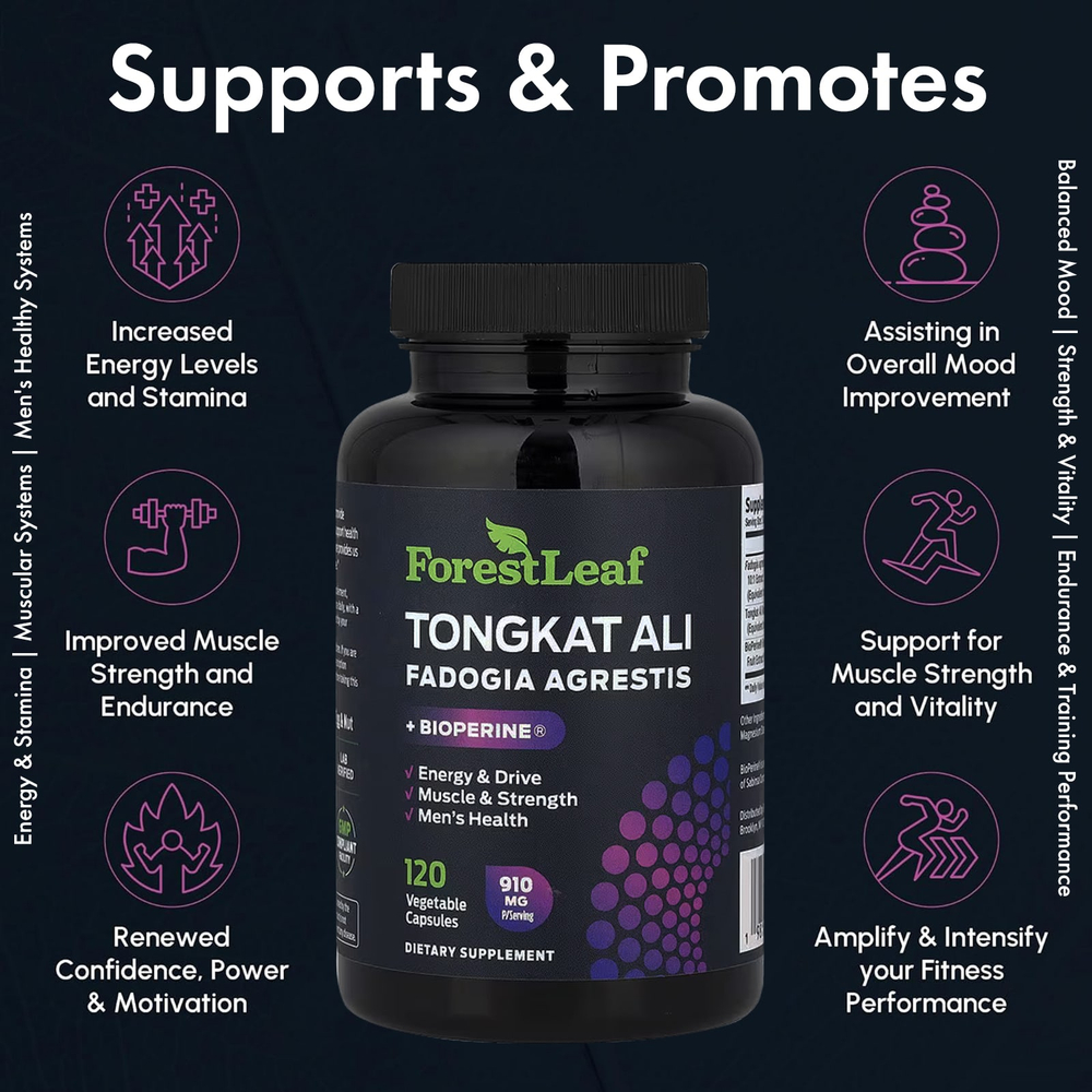 Forest Leaf, эврикома длиннолистая, фадогия и BioPerine®, 120 растительных капсул