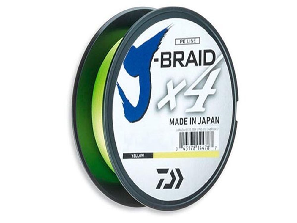 Плетёный шнур Daiwa J-Braid X4 Yellow 0,10мм 135м