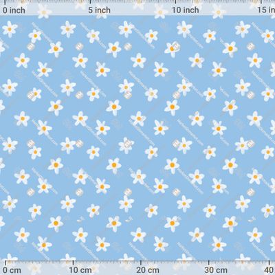 Ромашки акварельные на синем by Curly Smile 750 DPI