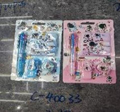 Набор "Космонавты" на блистере: блокнот в ПВХ обложке, 42 листа, ручка шариковая 4 цвета, текстовыде