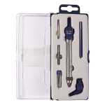 Готовальня Alingar, 6 предметов,метал. циркуль,удлин. цирк.,насадка с ун.держателем,грифель, точ. насадка,рейсфедер, пл. футляр, европод., синий