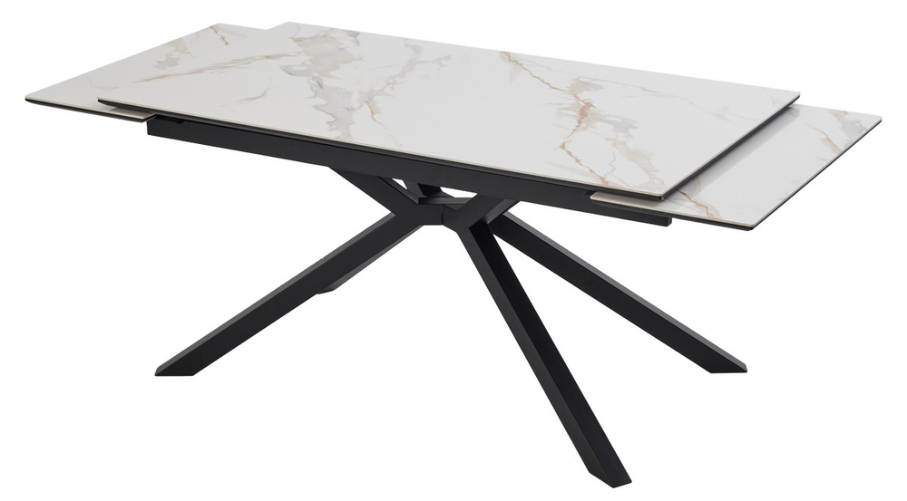 Стол ТАНГО 160 CALACATTA GOLD , керамика / Черный каркас, М-City