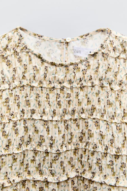 ZARA ПЛАТЬЕ С ЦВЕТОЧНЫМ УЗОРОМ, ЗЕЛЕНЫЙ