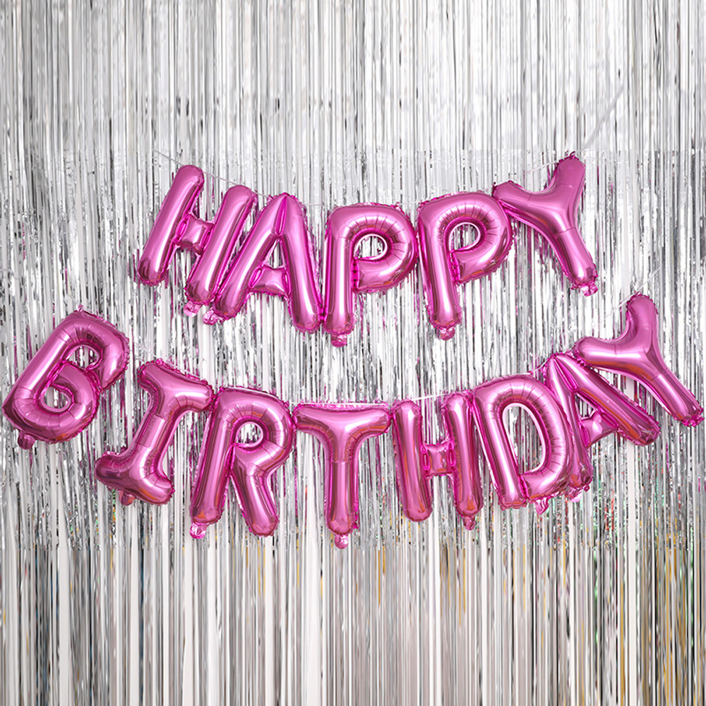 Набор букв Нappy Вirthday "Фуксия металлик" 41 см