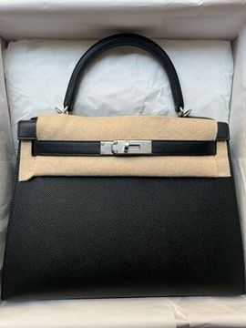 Сумка Hermes Kelly 25 Black Epsom Sellier Palladium Hardware 