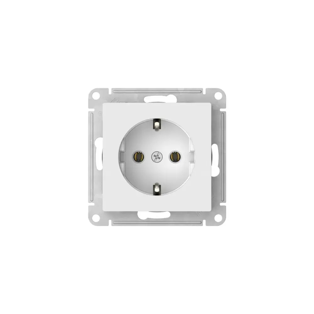 Atlas Design розетка с заземлением без шторок, 16А, мех., быстрозажим. клем., Белый