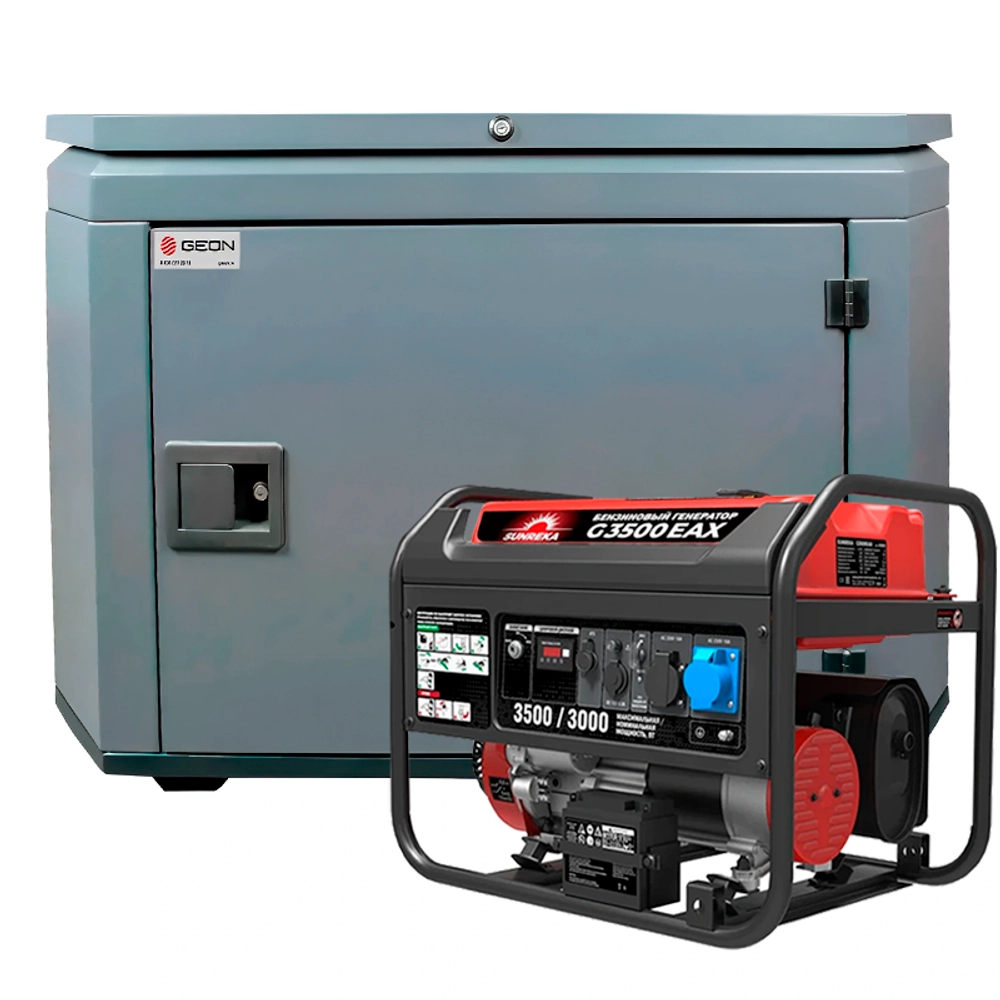 Генератор бензиновый SUNREKA G3500EAX с кожухом Geon 1200 RAL 7024