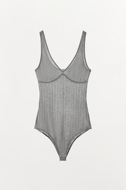 ZARA БОДИ ИЗ ВИСКОЗНОЙ СМЕСИ, СЕРЫЙ МЕЛАНЖ