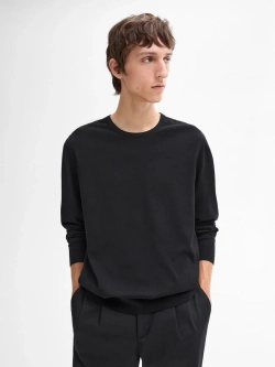 Massimo Dutti Хлопковый свитер с длинными рукавами, черный