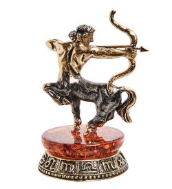 AM-2736 Фигурка «Знак зодиака-Стрелец» (латунь, янтарь)