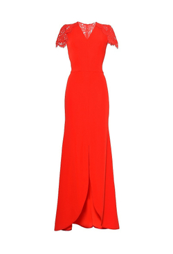 Вечернее платье в пол с кружевной спинкой 47-16SS