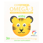 Coromega, Kids, омега-3, тропический апельсин + витамин D, 30 порционных пакетиков (по 2,5 г)