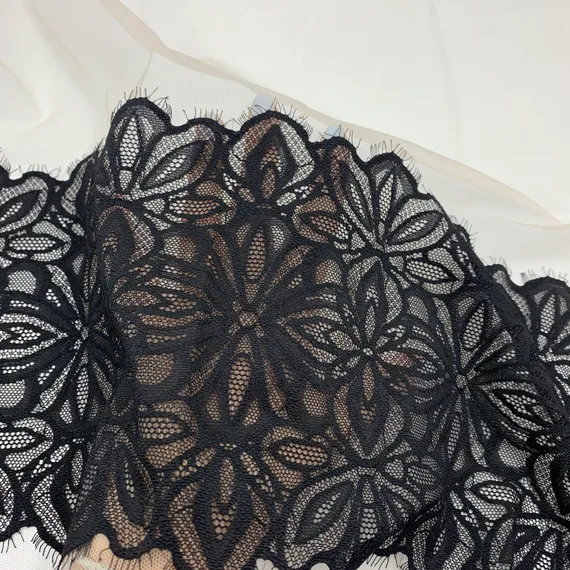 Кружево эластичное черное 19 см, Китай