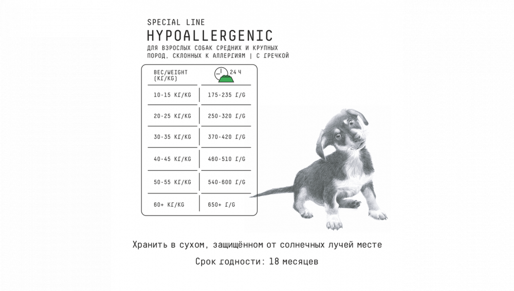 AJO Dog Hypoallergenic корм для собак средних и крупных пород, склонных к аллергии, на гречке со свининой и олениной