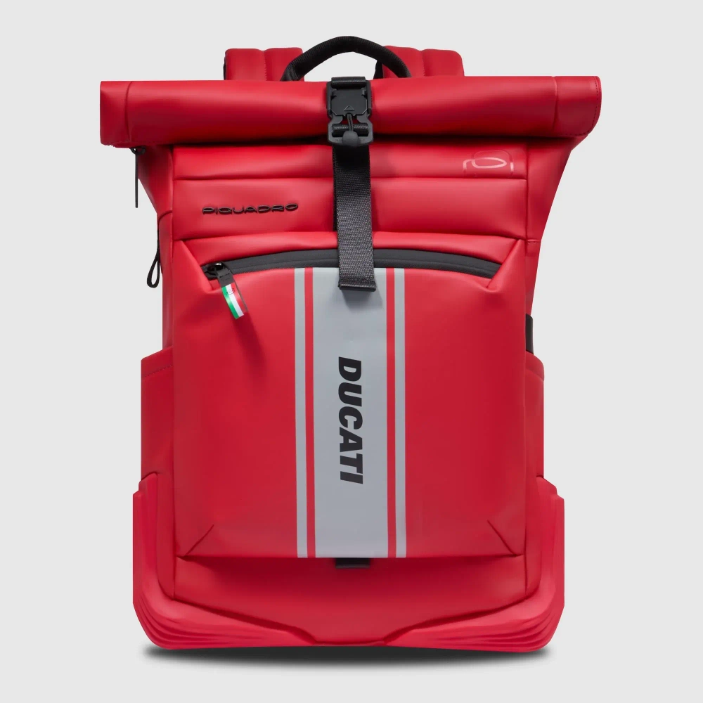 Рюкзак ролл-топ из полиуретана Piquadro Ducati/Rosso