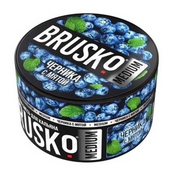 Бестабачная смесь для кальяна BRUSKO, 250 г, Черника с мятой, Medium (M)