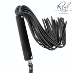 Черная кожаная плеть-флоггер - 84 см. (Цвет: черный)