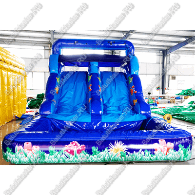 Надувной водный батут с бассейном «Коралловые рифы» 9*4*5 м