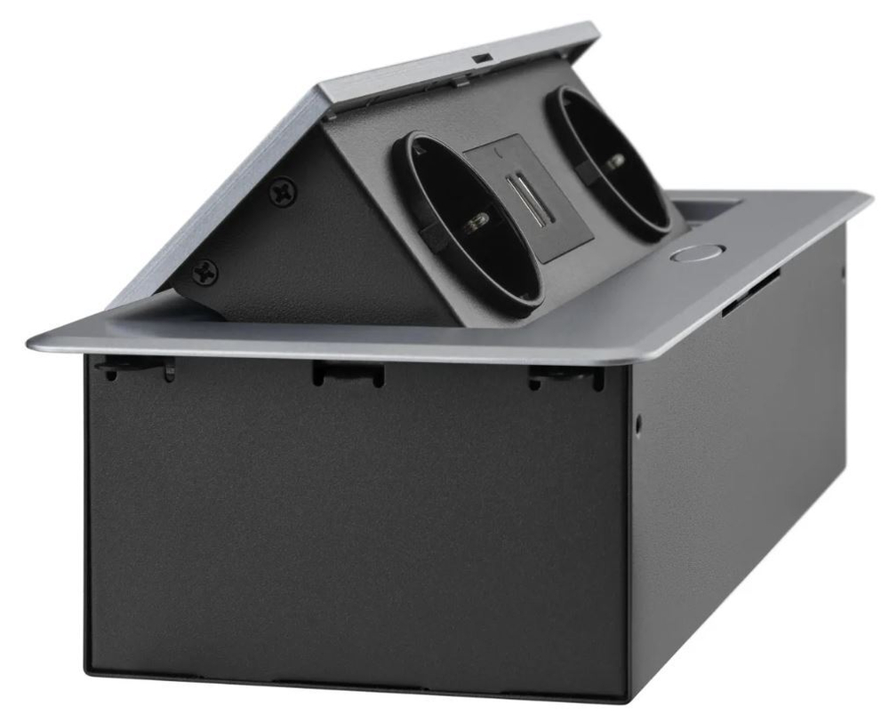 Блок розеток  Cactus CS-SOCKET-EU/USBA-GY