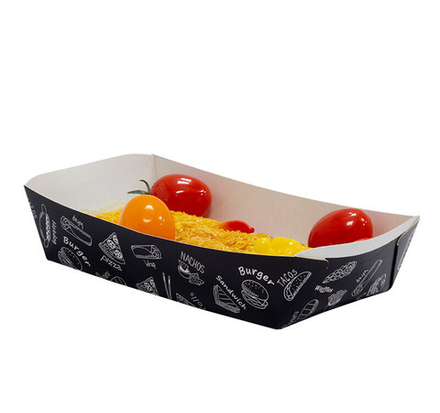 Лоток для фаст-фуда бумажный 500мл Complement Black 185х95х45мм