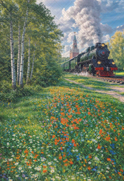 Паровоз (березы) - фон неопреновый