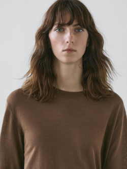 Massimo Dutti Свитер из тонкого трикотажа с круглым вырезом, тоффи