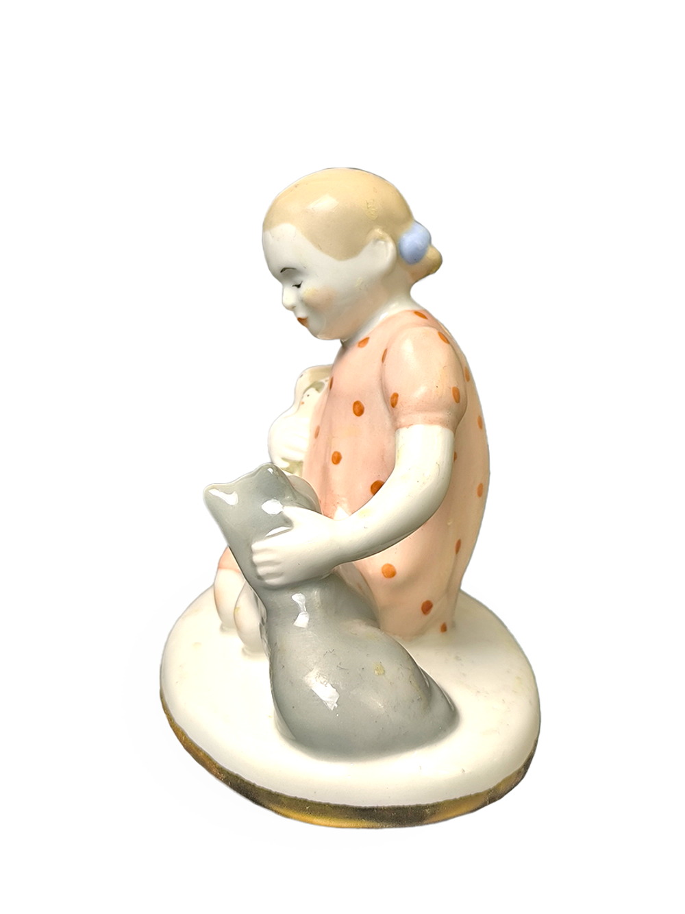 Фарфоровая Статуэтка "Девочка с кошкой" ЛФЗ