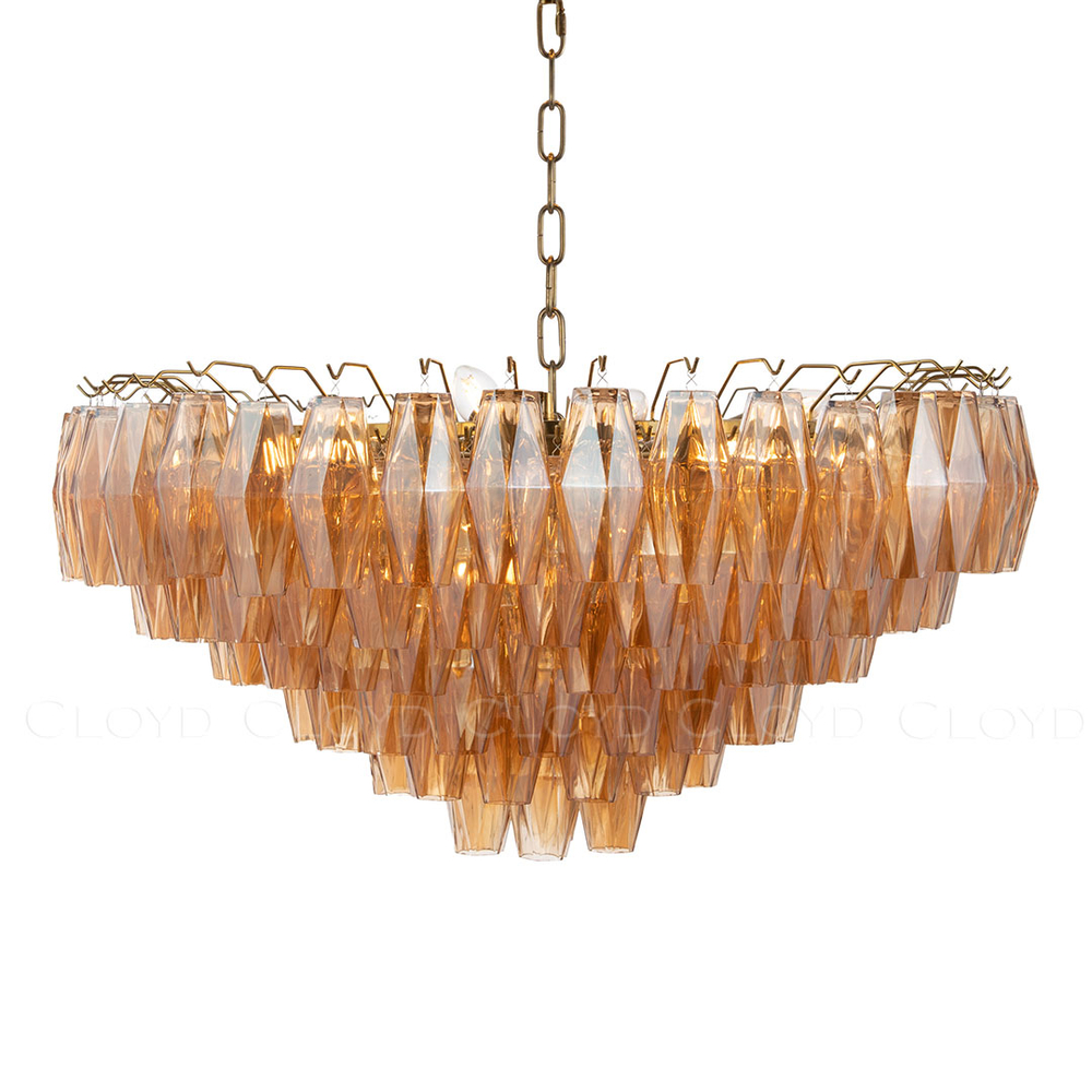 Люстра Cloyd CALCUTTA C12 / Ø80 см - латунь - янтарн.стекло (арт.11685)
