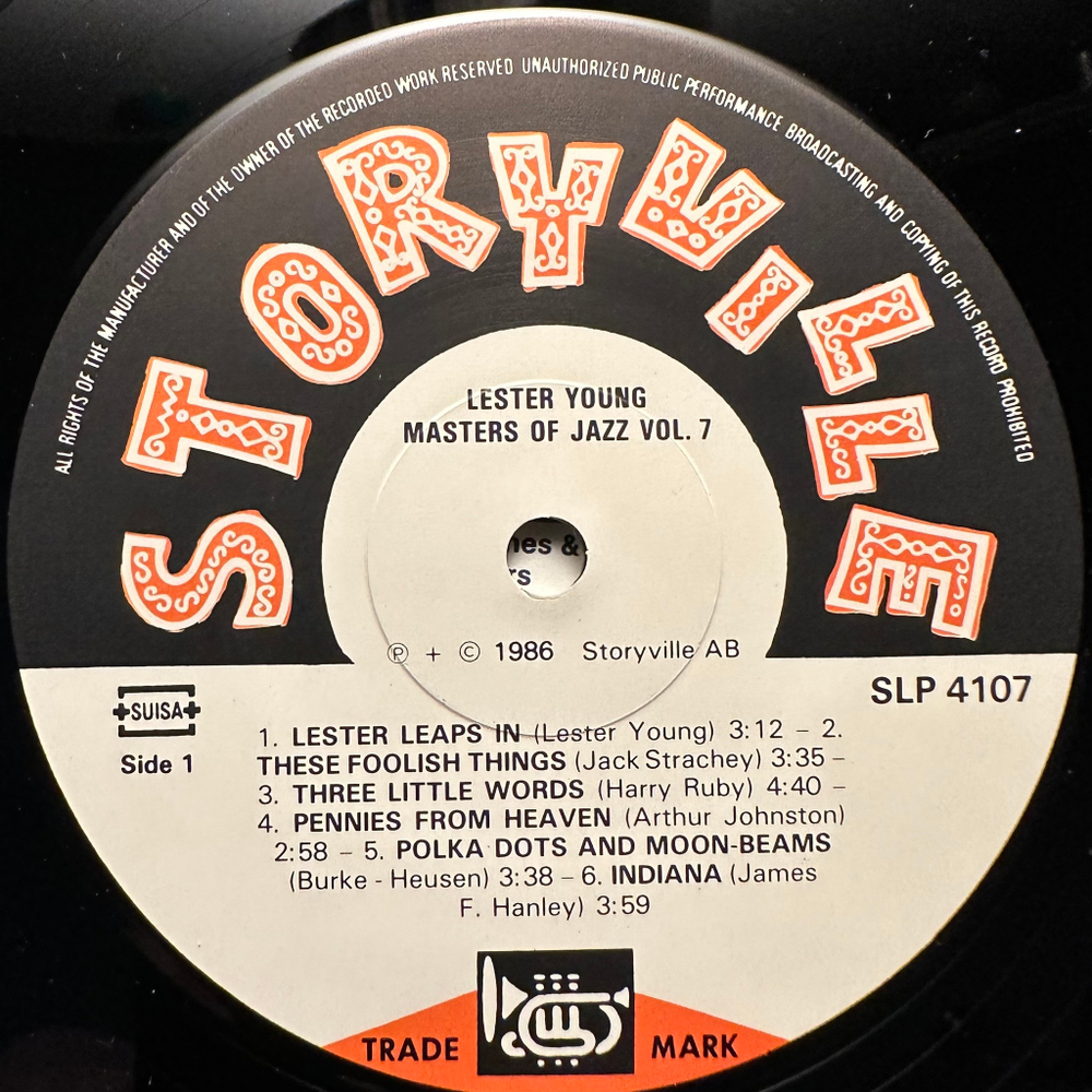 Lester Young - Masters Of Jazz (Европа 1986г.)